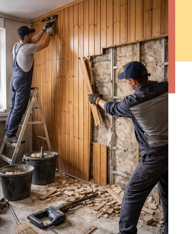 Демонтаж вагонки со стен в Назарово от 1490 руб. — снятие, удаление, срочно | ОТДЕЛОЧНИК-Нрв