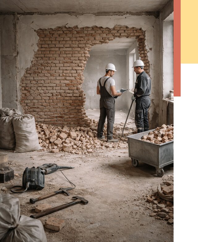 Демонтаж кирпичных стен в Назарово от 4317 руб. — быстро, недорого, под ключ | ОТДЕЛОЧНИК-Нрв