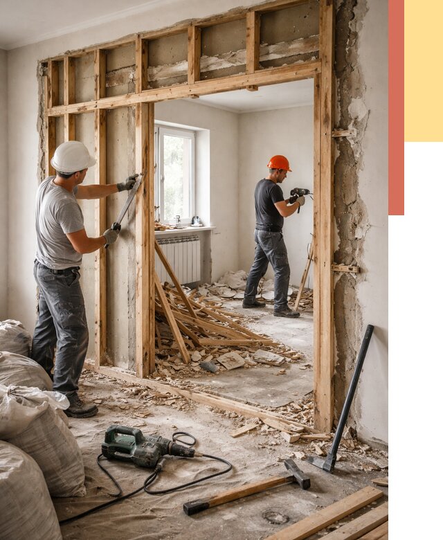 Демонтаж деревянных перегородок в Назарово от 3289 руб. — быстро и недорого | ОТДЕЛОЧНИК-Нрв