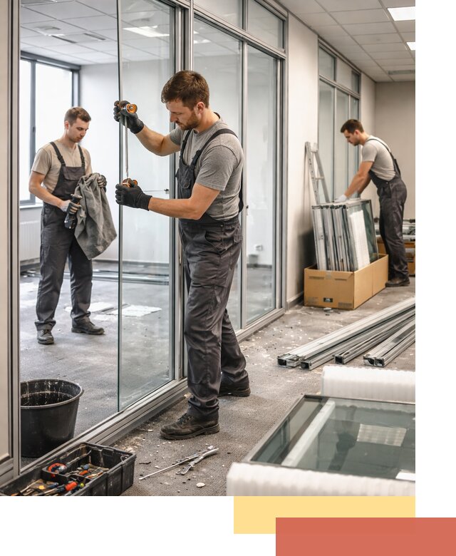 Демонтаж стеклянных перегородок в Назарово быстро и безопасно