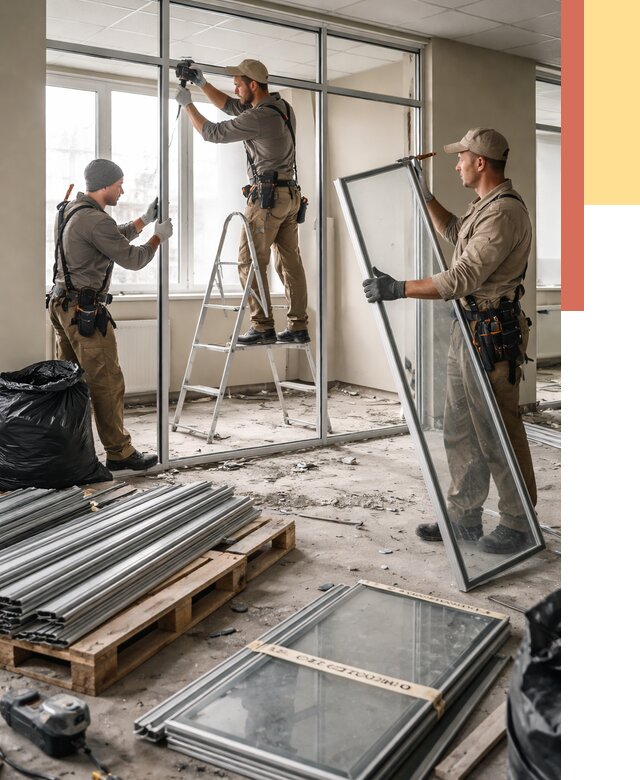 Демонтаж алюминиевых перегородок в Назарово от 4317 руб. — быстро и недорого | ОТДЕЛОЧНИК-Нрв