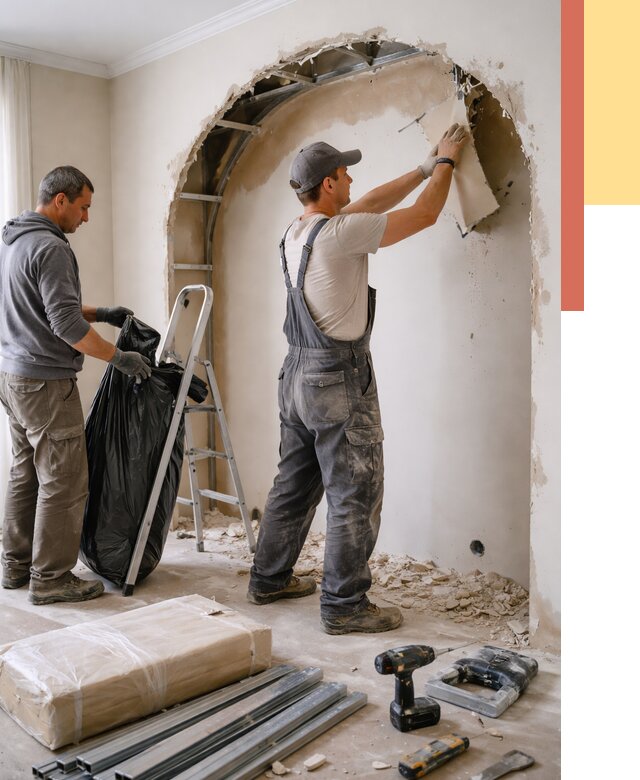 Демонтаж арки из гипсокартона в Назарово от 3597 руб. — услуги под ключ | ОТДЕЛОЧНИК-Нрв