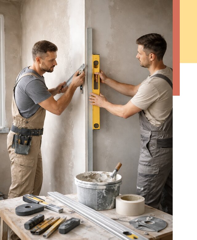 Выведение углов стен в Назарово от 1901 руб. быстро и недорого | ОТДЕЛОЧНИК-Нрв