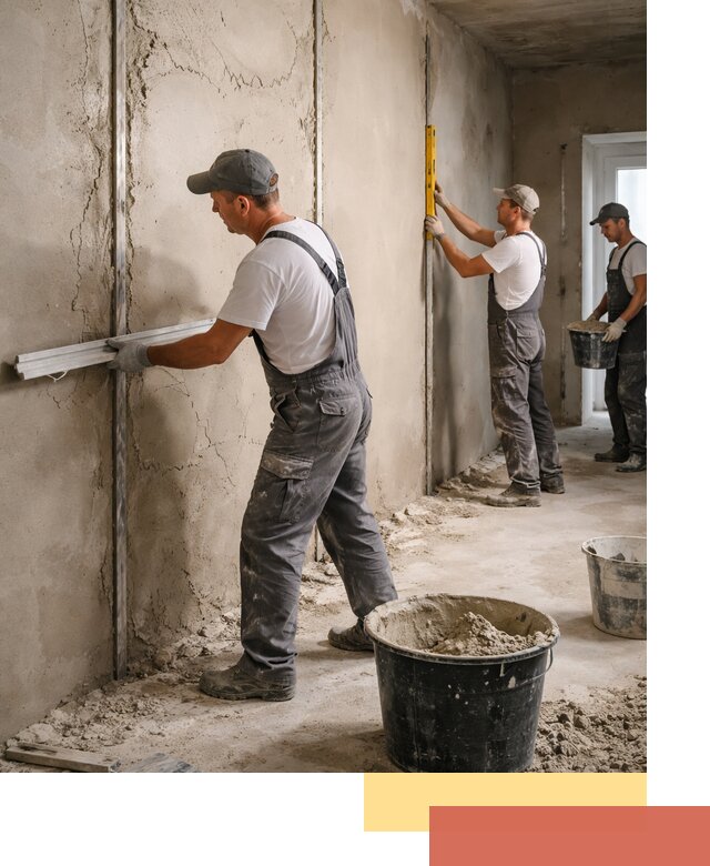 Штукатурка стен по маякам в Назарово — точная и ровная поверхность