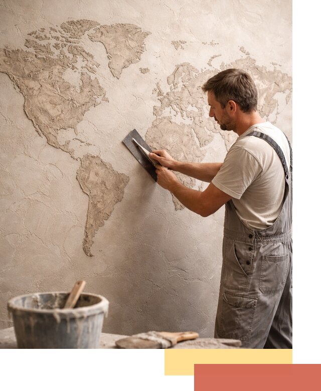 Декоративная штукатурка «Карта мира» под ключ в Назарово