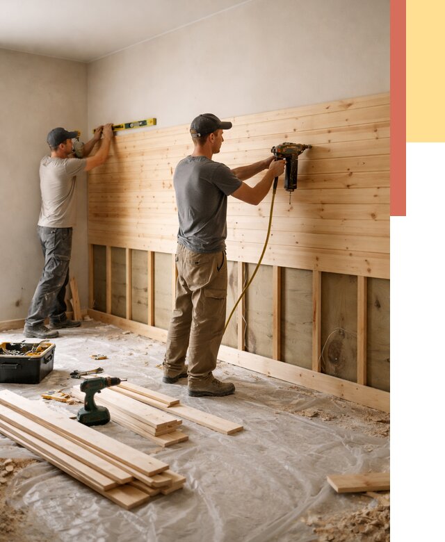 Монтаж деревянной вагонки на стены в Назарово от 7709 руб. | Услуги монтажа вагонки | ОТДЕЛОЧНИК-Нрв