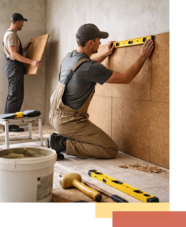 Монтаж пробковых панелей на стены в Назарово быстро и качественно