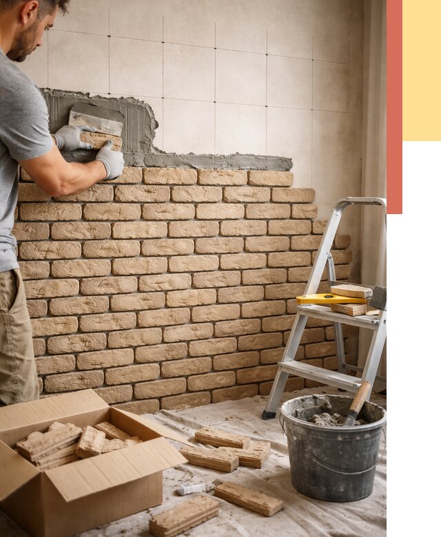 Монтаж декоративного кирпича в Назарово от 3289 руб./м² — быстро и недорого | ОТДЕЛОЧНИК-Нрв