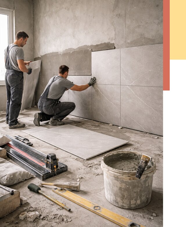 Облицовка стен керамогранитом в Назарово от 4317 руб./м² — услуги под ключ | ОТДЕЛОЧНИК-Нрв