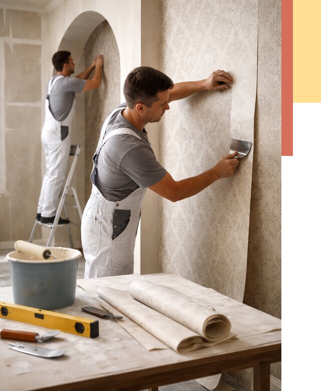 Поклейка обоев на сложные стены в Назарово от 2878 руб. под ключ | ОТДЕЛОЧНИК-Нрв