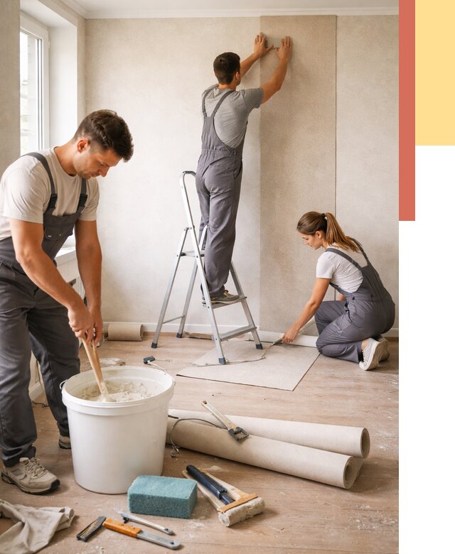 Оклейка стен обоями в Назарово от 3597 руб/м2 — быстро и недорого | ОТДЕЛОЧНИК-Нрв