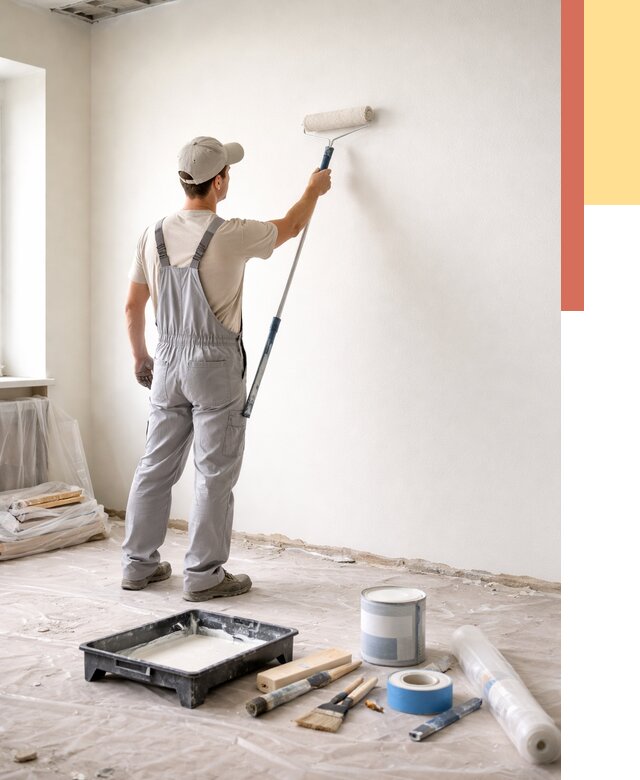 Покраска стен водоэмульсионной краской в Назарово от 463 руб. за м² | ОТДЕЛОЧНИК-Нрв