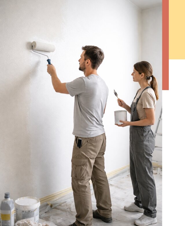 Окраска стен по стеклохолсту в Назарово от 4625 руб/м² под ключ | ОТДЕЛОЧНИК-Нрв