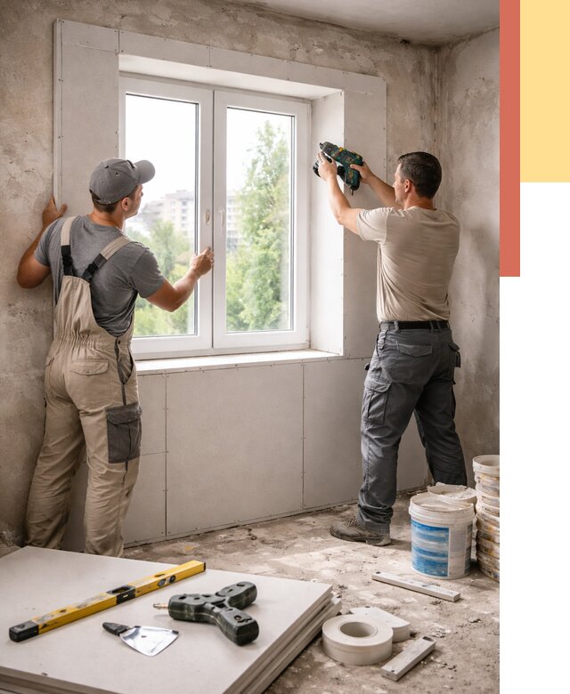 Монтаж откосов из гипсокартона в Назарово от 4625 руб. под ключ | ОТДЕЛОЧНИК-Нрв