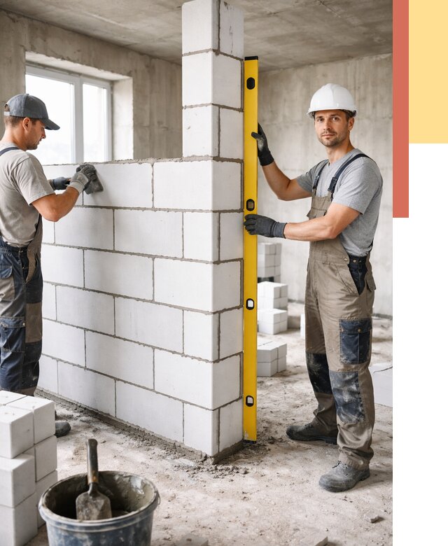 Кладка перегородок из пеноблока в Назарово от 1850 руб. под ключ | ОТДЕЛОЧНИК-Нрв