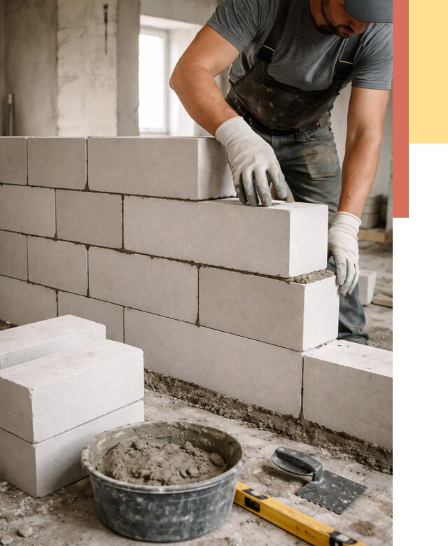 Кладка перегородок из силикатного блока в Назарово от 4111 руб. под ключ | ОТДЕЛОЧНИК-Нрв