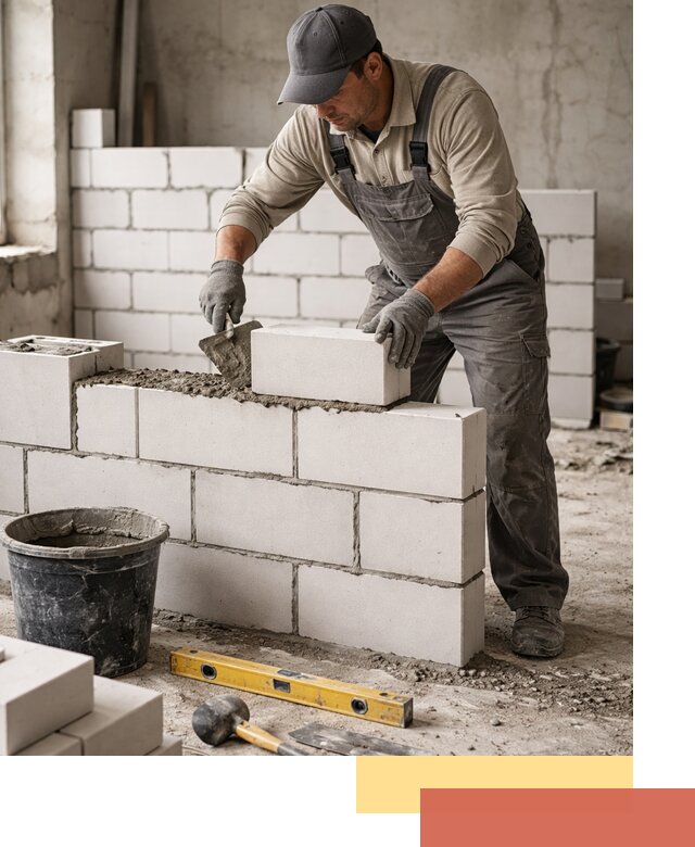 Кладка перегородок из силикатного блока в Назарово