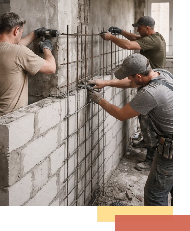 Армирование кладки перегородок в Назарово профессионально и надёжно