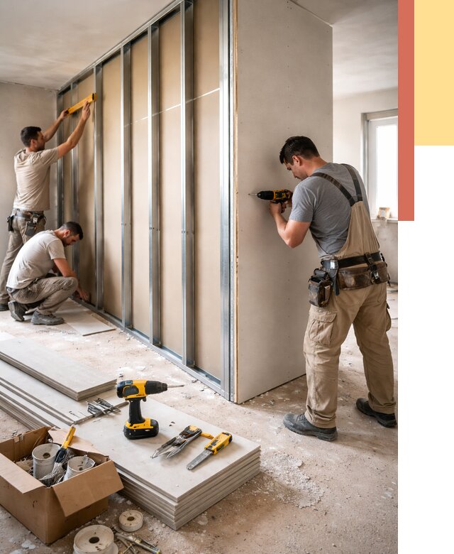 Монтаж однослойной перегородки из гипсокартона в Назарово от 668 руб. | ОТДЕЛОЧНИК-Нрв