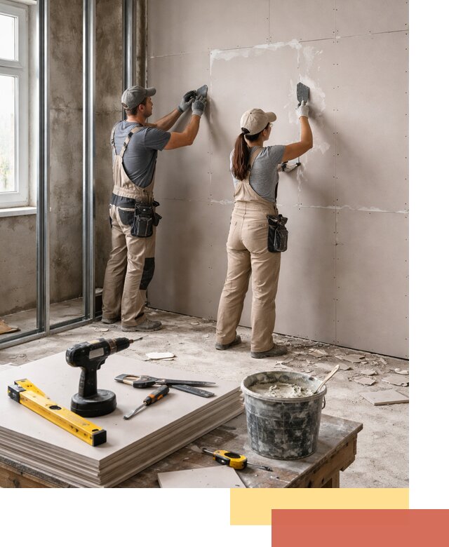 Монтаж двухслойной перегородки из гипсокартона в Назарово