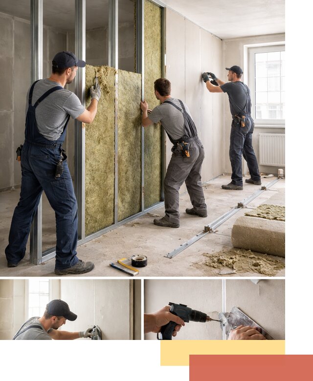 Перегородка из гипсокартона с шумоизоляцией в Назарово — монтаж под ключ