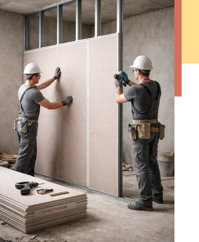 Перегородка из огнестойкого гипсокартона в Назарово от 1901 руб. под ключ | ОТДЕЛОЧНИК-Нрв