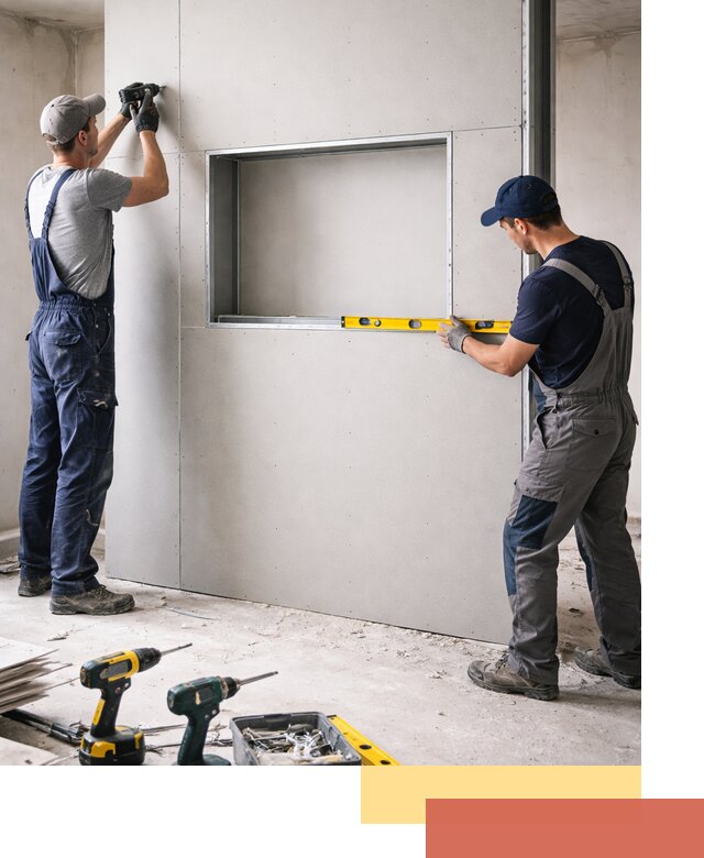 Перегородка из гипсокартона с нишей под декор в Назарово