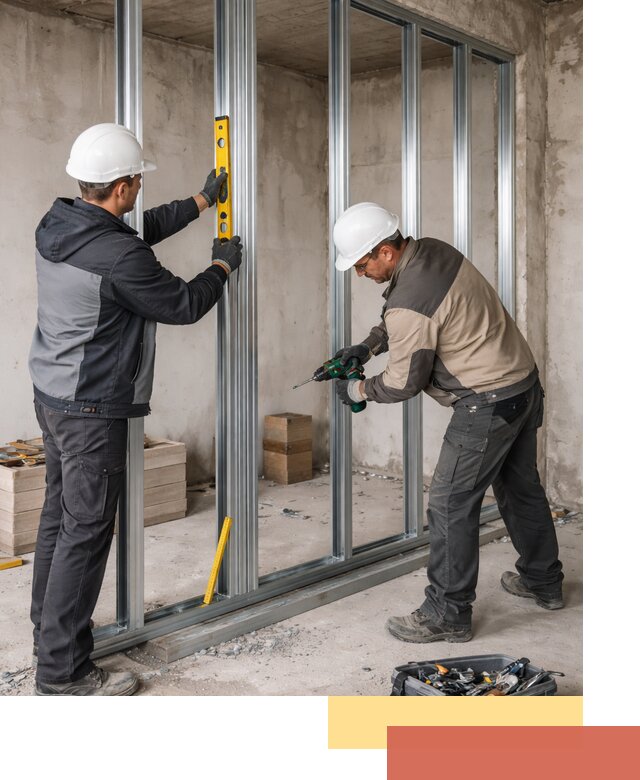 Монтаж каркаса перегородки из профиля в Назарово