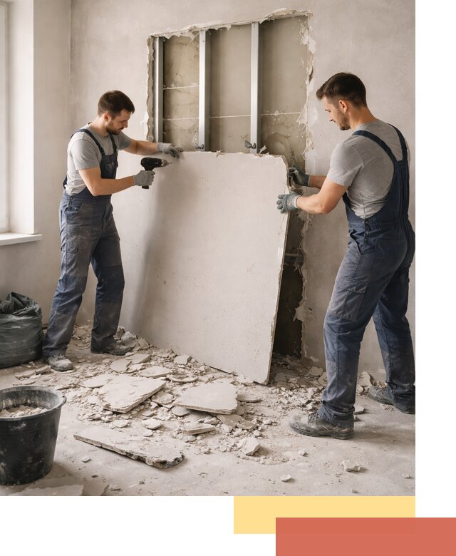 Демонтаж перегородки из гипсокартона в Назарово быстрый и аккуратный