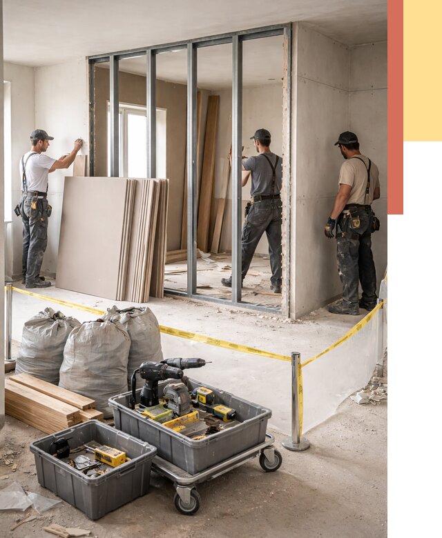 Перенос гипсокартонной перегородки в Назарово под ключ от 4625 руб. | Демонтаж и монтаж – ОТДЕЛОЧНИК-Нрв