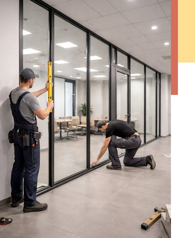 Каркасные стеклянные перегородки в Назарово под ключ от 9456 руб. | ОТДЕЛОЧНИК-Нрв