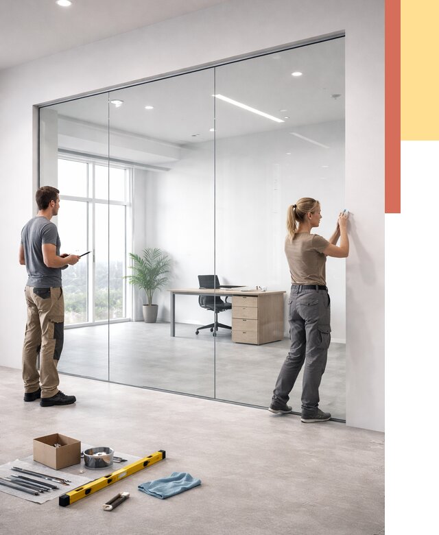 Перегородки из закаленного стекла в Назарово от 9764 руб. под ключ | ОТДЕЛОЧНИК-Нрв