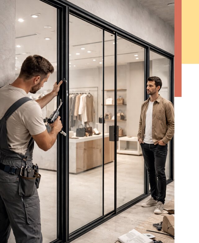 Стеклянные перегородки для магазинов в Назарово от 8428 руб. под ключ | ОТДЕЛОЧНИК-Нрв