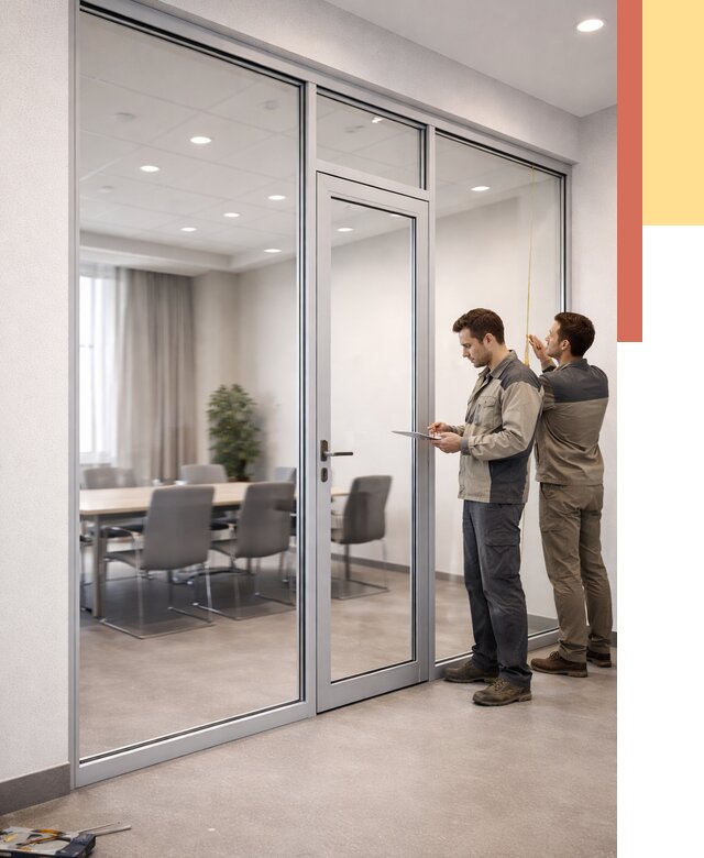 Установка и монтаж алюминиевых перегородок со стеклом в Назарово от 8428 руб. | ОТДЕЛОЧНИК-Нрв