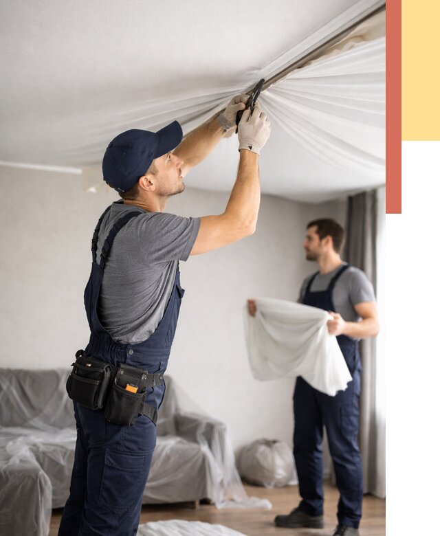 Демонтаж натяжного потолка в Назарово от 4625 руб. — снятие и разбор под ключ | ОТДЕЛОЧНИК-Нрв