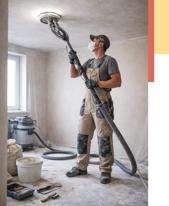 Шлифовка потолка в Назарово от 3597 руб. — услуги шлифования потолка | ОТДЕЛОЧНИК-Нрв