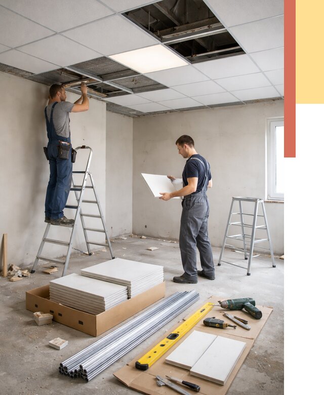 Монтаж потолка армстронг в Назарово от 4625 руб/м2 — быстрая установка под ключ | ОТДЕЛОЧНИК-Нрв