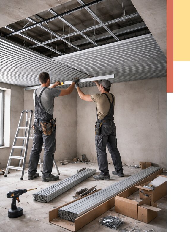 Монтаж реечного потолка в Назарово от 4625 руб. под ключ | ОТДЕЛОЧНИК-Нрв