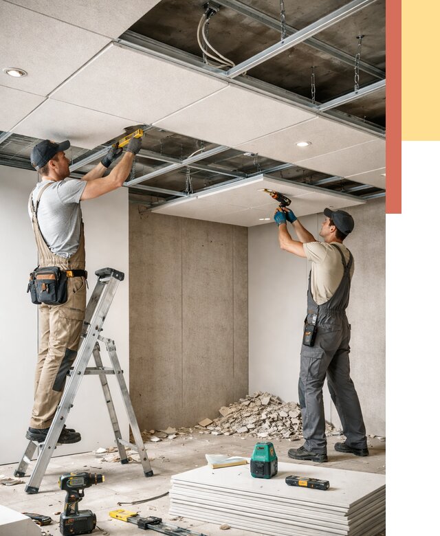 Монтаж акустического потолка в Назарово от 6681 руб/м2 — быстро и недорого | ОТДЕЛОЧНИК-Нрв