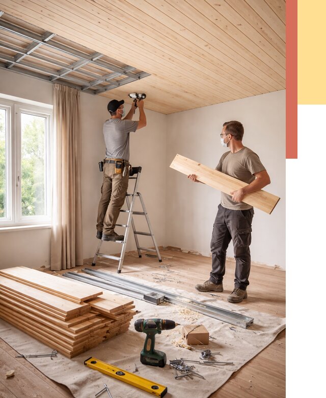 Монтаж потолка из вагонки в Назарово от 6681 руб. | Быстро и недорого — ОТДЕЛОЧНИК-Нрв