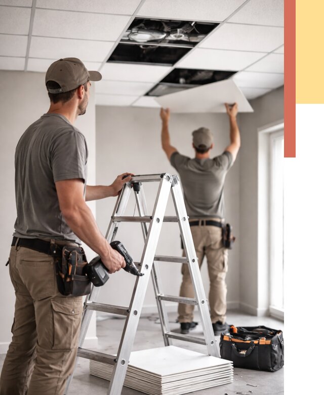 Обслуживание подвесного потолка в Назарово от 3597 руб. — быстро и недорого | ОТДЕЛОЧНИК-Нрв