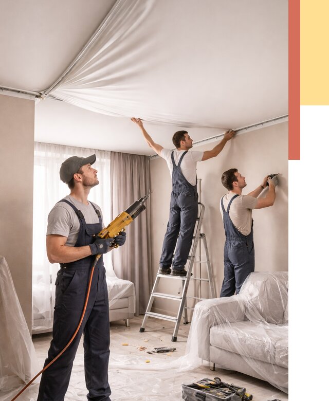 Установка натяжного потолка в Назарово от 4625 руб. | Быстро и недорого — ОТДЕЛОЧНИК-Нрв