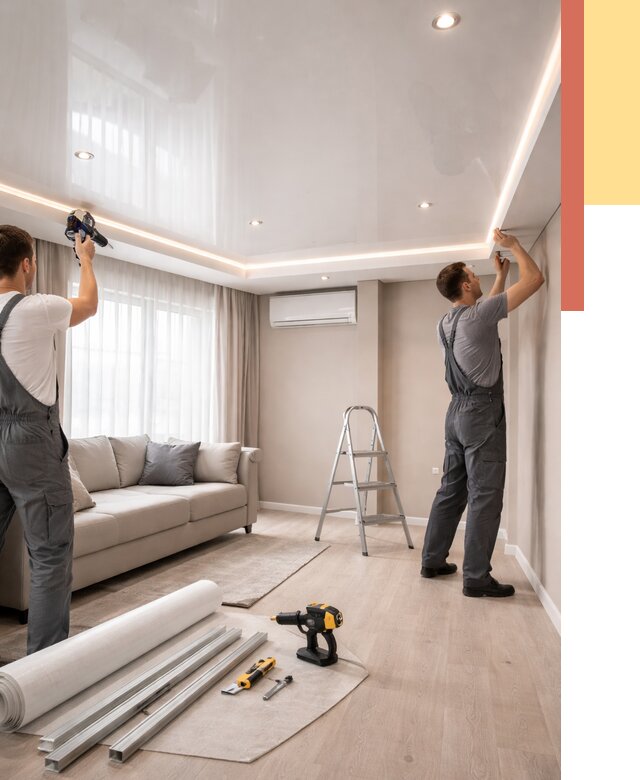 Монтаж глянцевого натяжного потолка в Назарово от 771 руб. под ключ | ОТДЕЛОЧНИК-Нрв