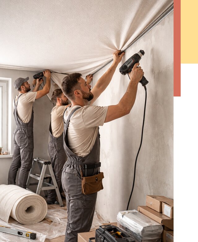 Монтаж фактурного натяжного потолка в Назарово от 771 руб. — ОТДЕЛОЧНИК-Нрв