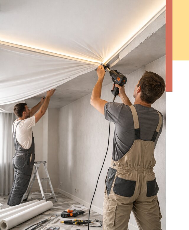 Монтаж натяжного потолка с подсветкой в Назарово от 976 руб. | ОТДЕЛОЧНИК-Нрв