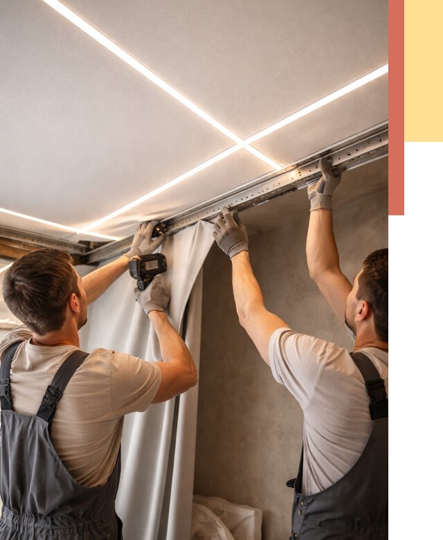 Монтаж натяжного потолка со световыми линиями в Назарово от 1233 руб. | ОТДЕЛОЧНИК-Нрв