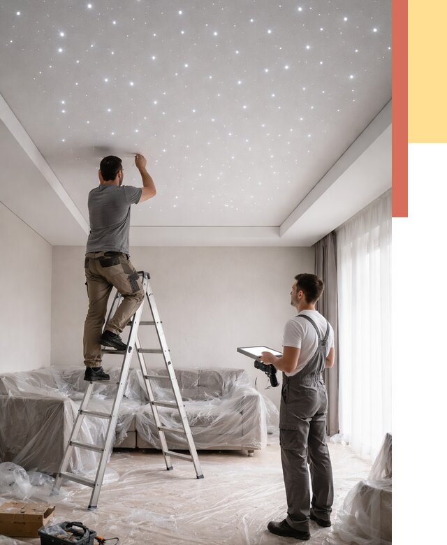 Монтаж натяжного потолка «звездное небо» в Назарово от 6681 руб. | ОТДЕЛОЧНИК-Нрв