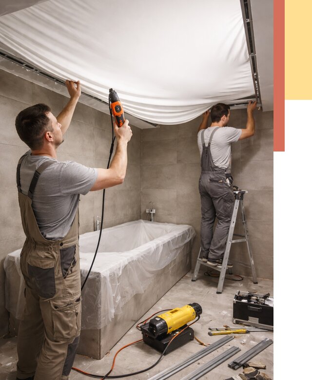 Монтаж натяжного потолка в ванной в Назарово от 1233 руб. под ключ | ОТДЕЛОЧНИК-Нрв