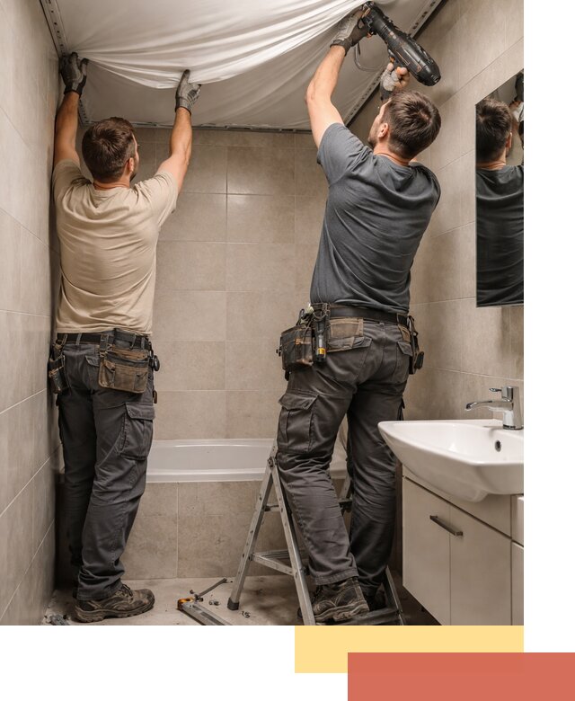 Монтаж натяжного потолка в ванной в Назарово быстро и качественно