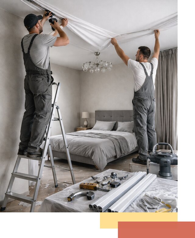 Монтаж натяжного потолка в спальне в Назарово